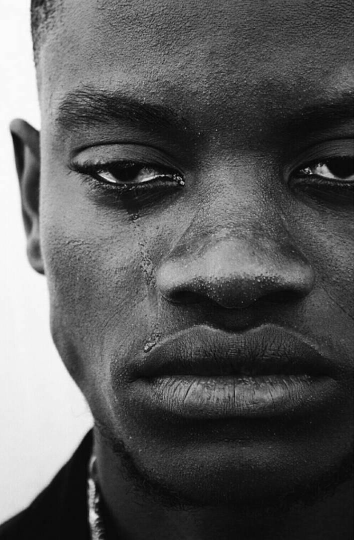 Black and white close-up portrait