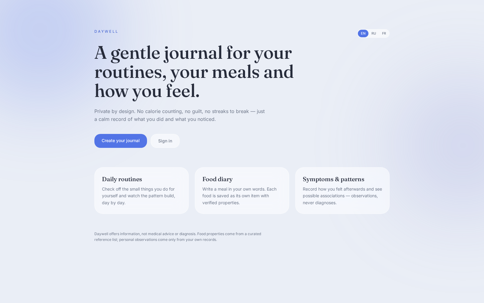 Dailywell interface preview
