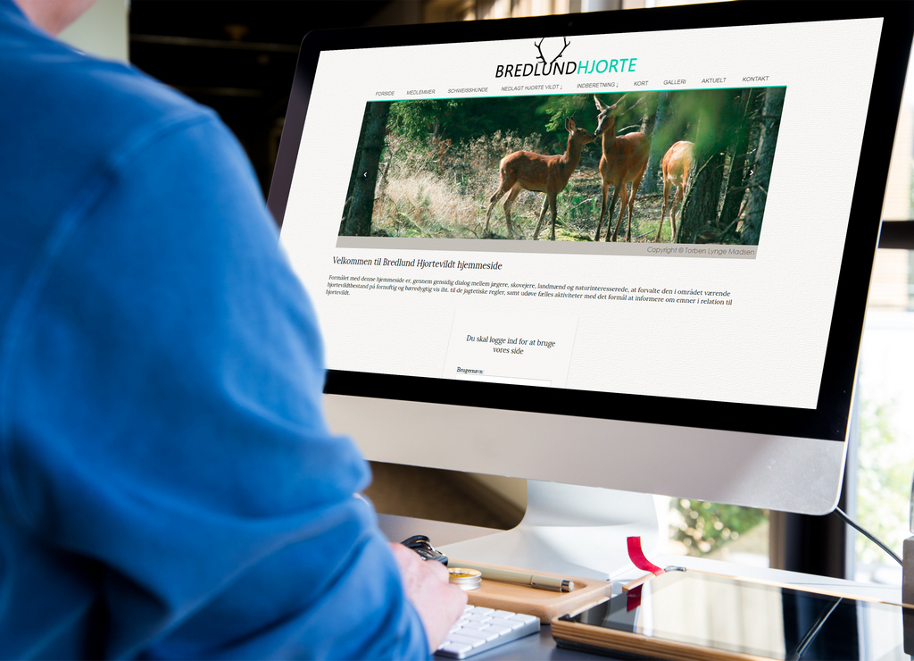 Bredlund Hjorte website shown on a desktop screen